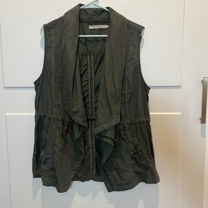 Max‎ Jeans Olive Green Tencel Sleeveless Utility Vest Womens L Lightweight Basic